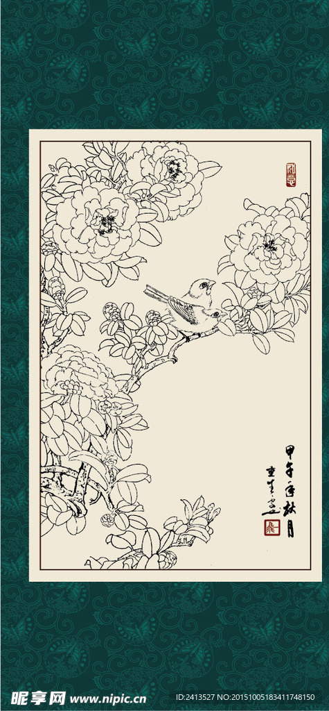 白描茶花