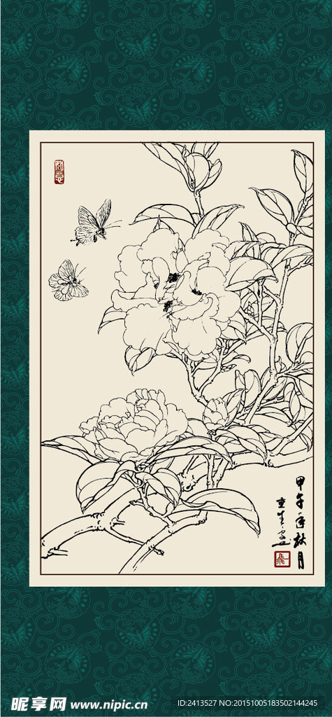 白描茶花