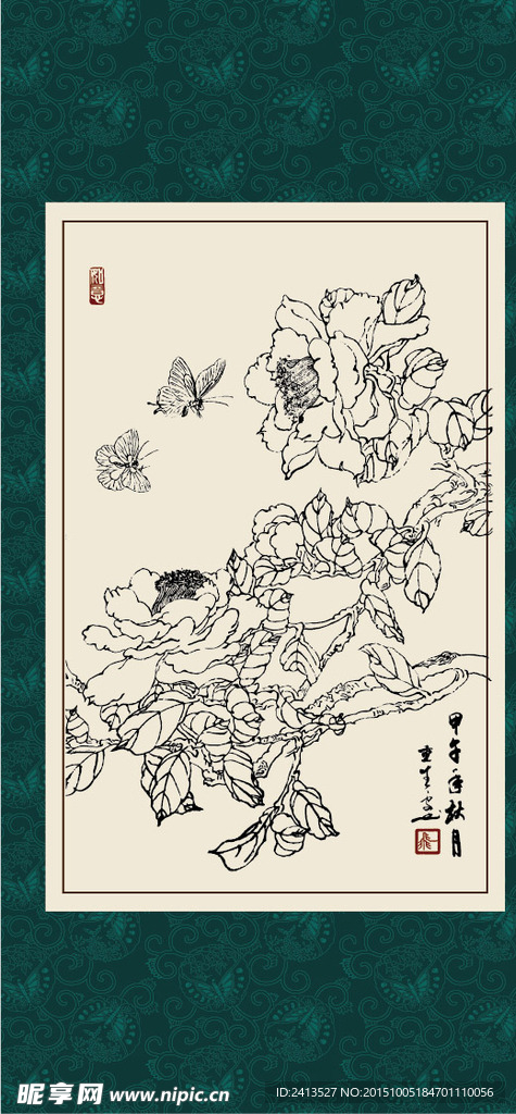 白描茶花
