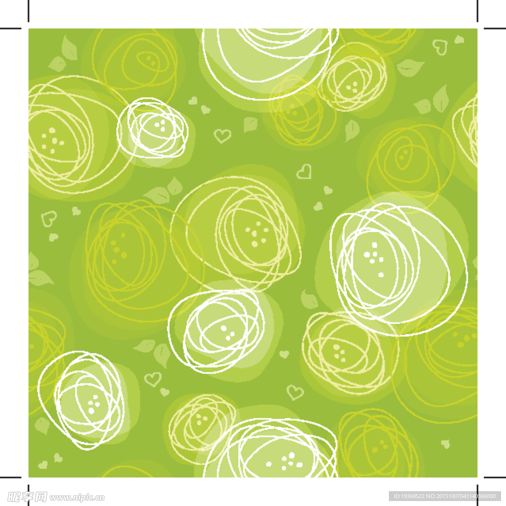 梦幻绿色彩绘玫瑰背景矢量素材