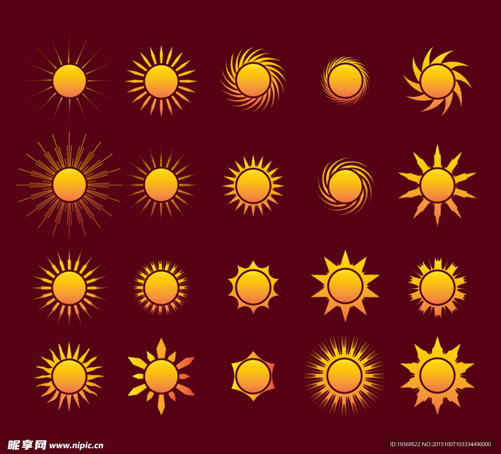 金色太阳图标矢量素材