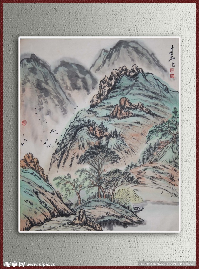 青石山水画