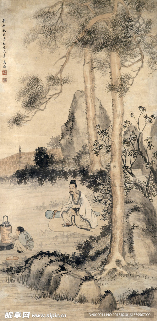 清代 高简 松林煮茶