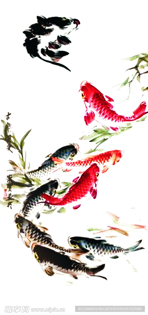 水墨鲤鱼矢量CDR