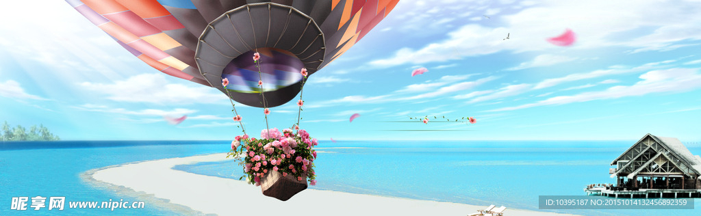 夏天热气球大海报背景素材