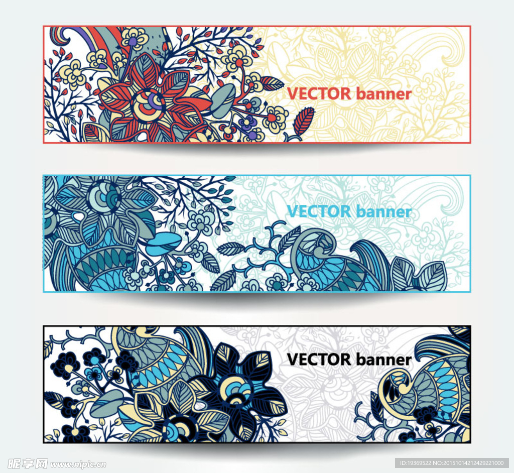 复古花纹banner矢量素材