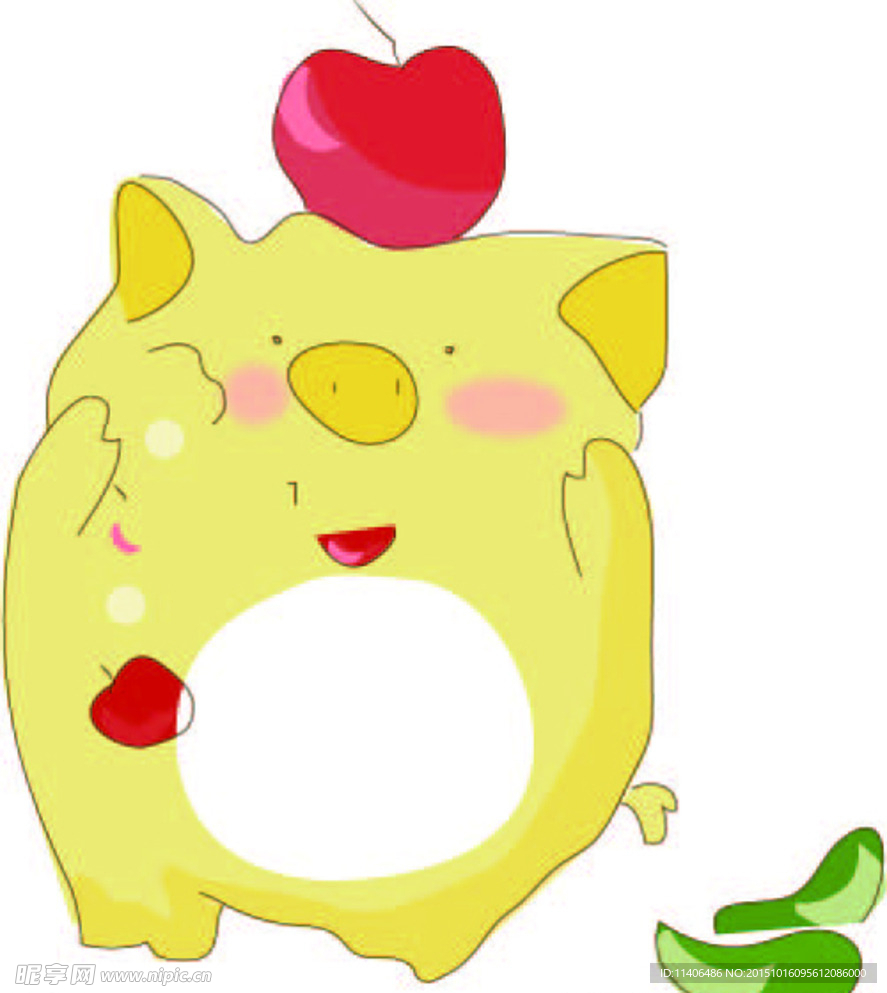 苹果卡通猪