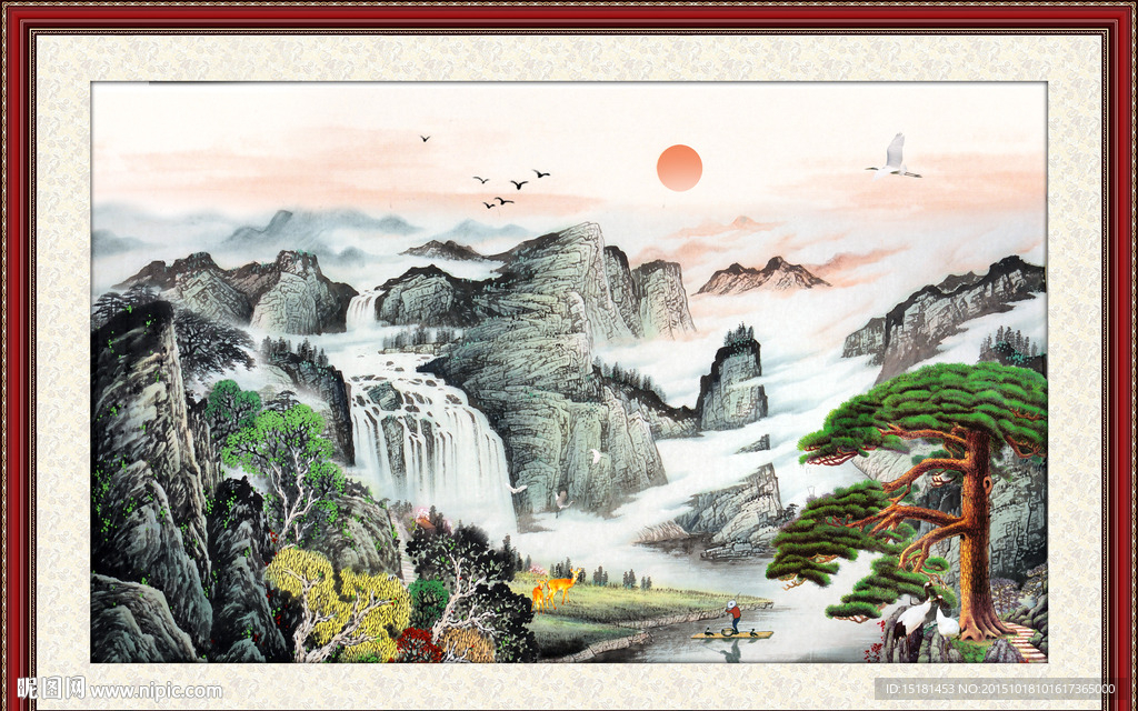 国画迎客松