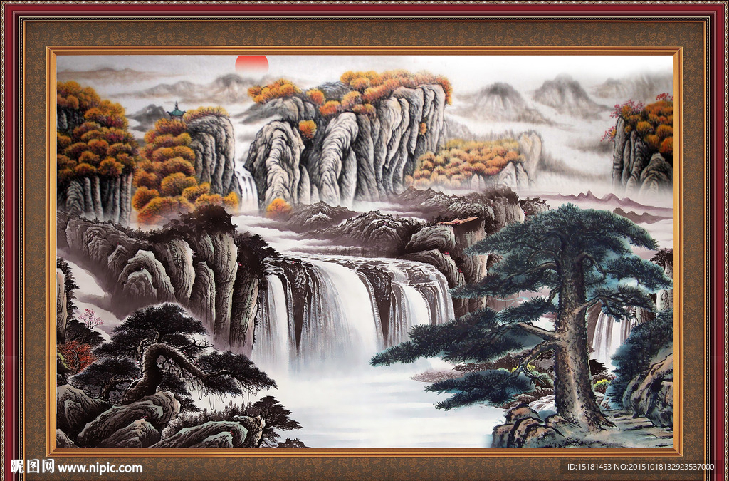 国画迎客松