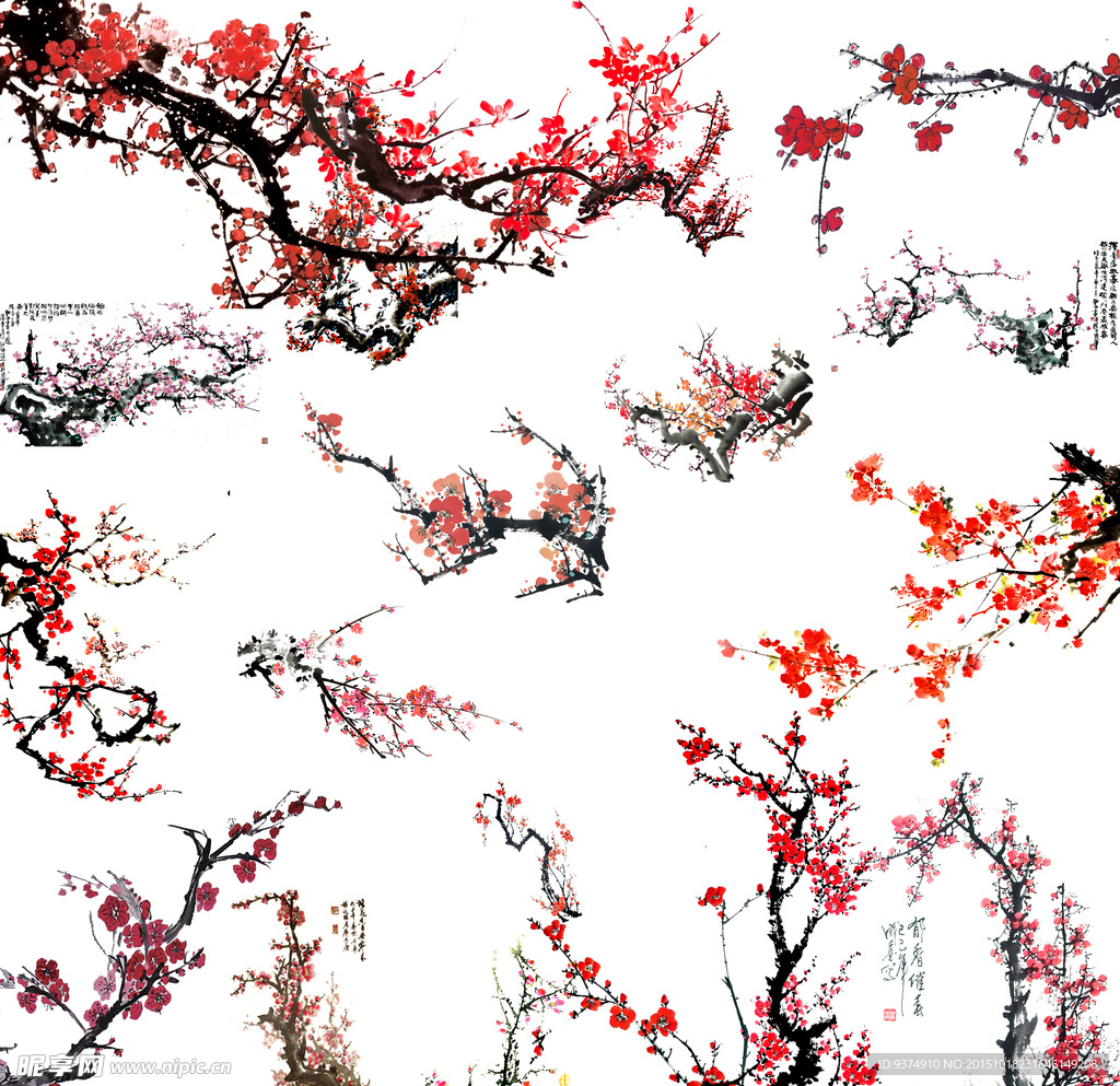 梅花水墨画素材图片