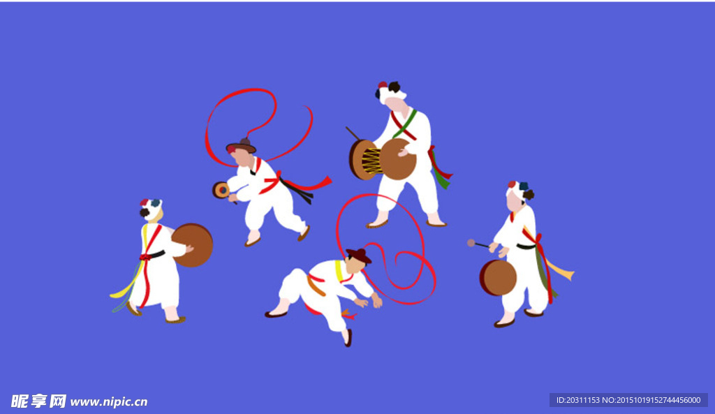 韩国传统舞蹈矢量素材