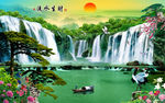 流水生财山水画