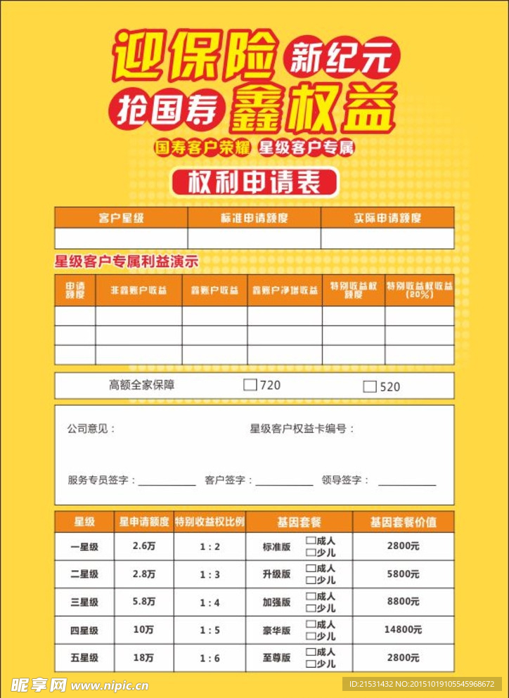权利申请表