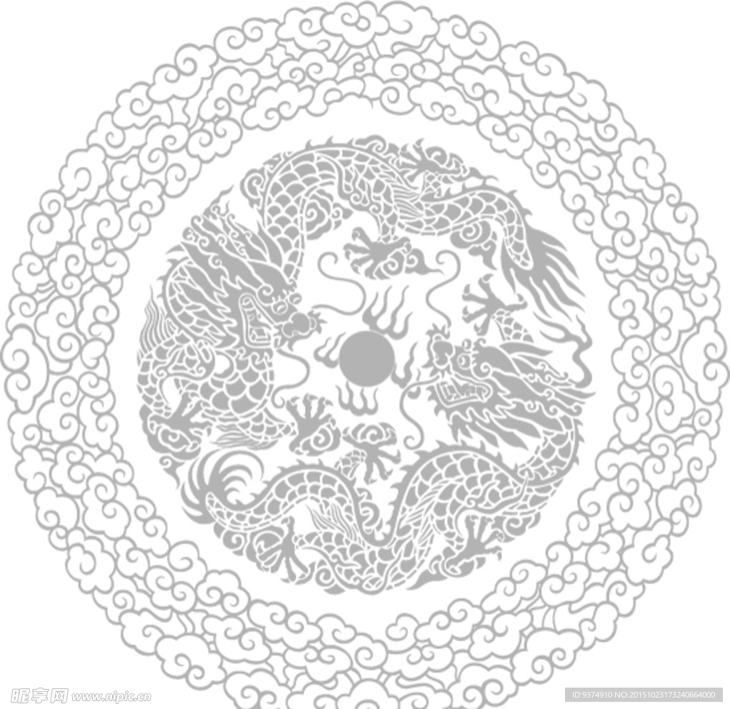 圆形双龙戏珠 花纹 底纹