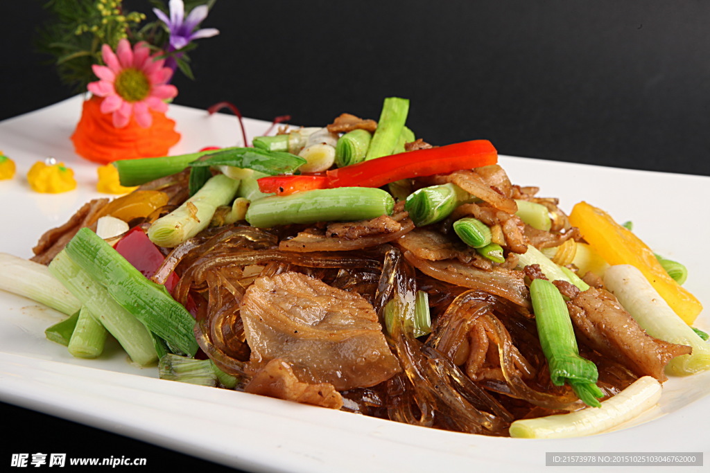 生态农家菜葱肉片粉条