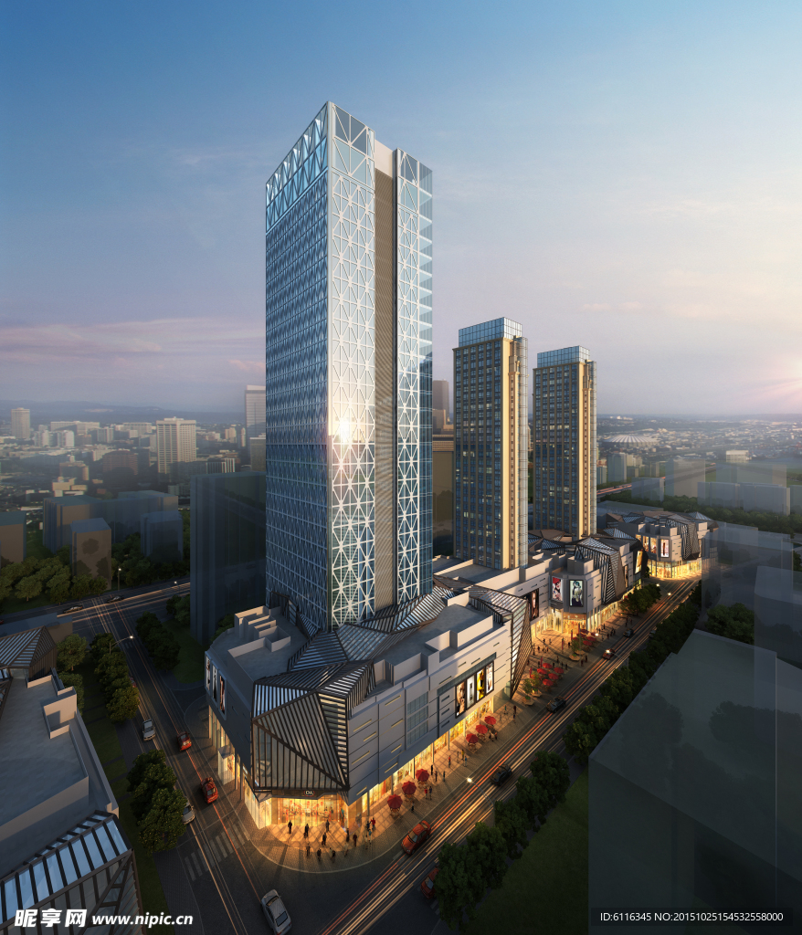 城市楼盘效果图