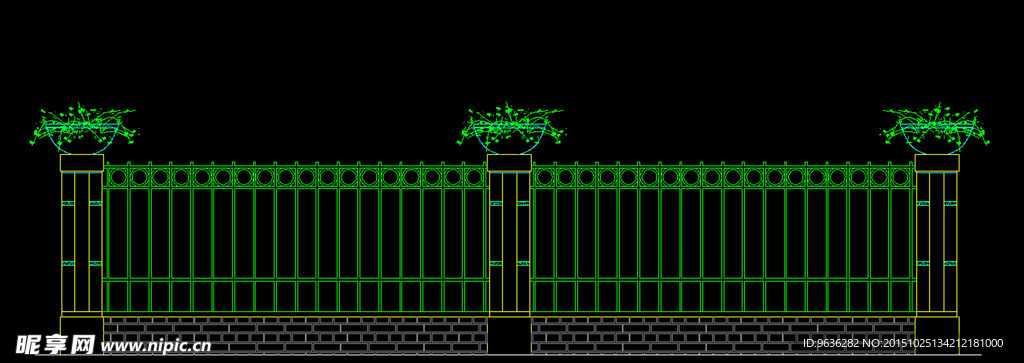 精美铁艺栏杆围墙设计原大图