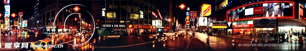 纽约街道夜景全景