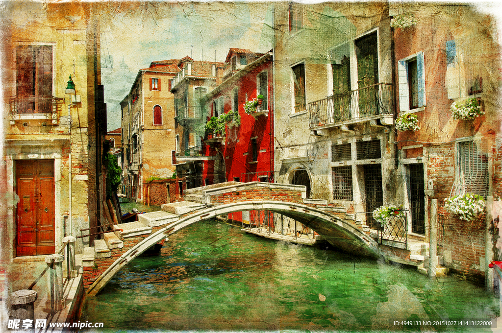 水彩画  风景油画