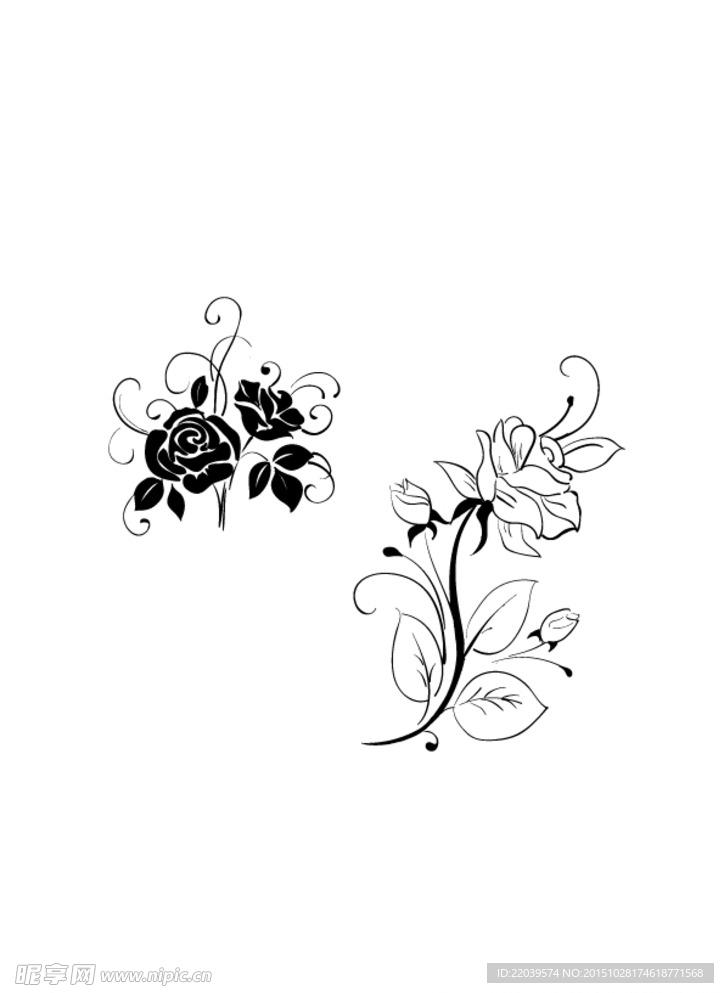 黑白玫瑰素材