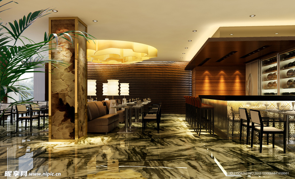 酒吧吧台3D效果图模型