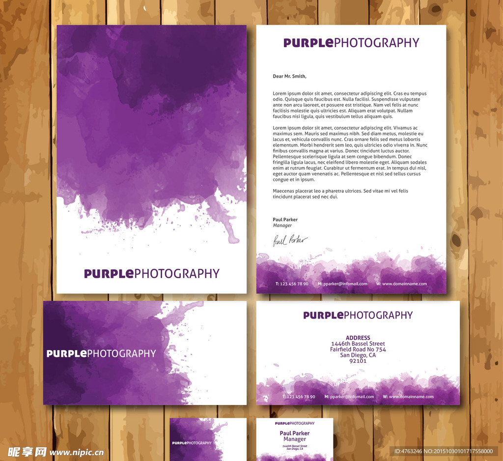 紫色水墨喷溅卡片