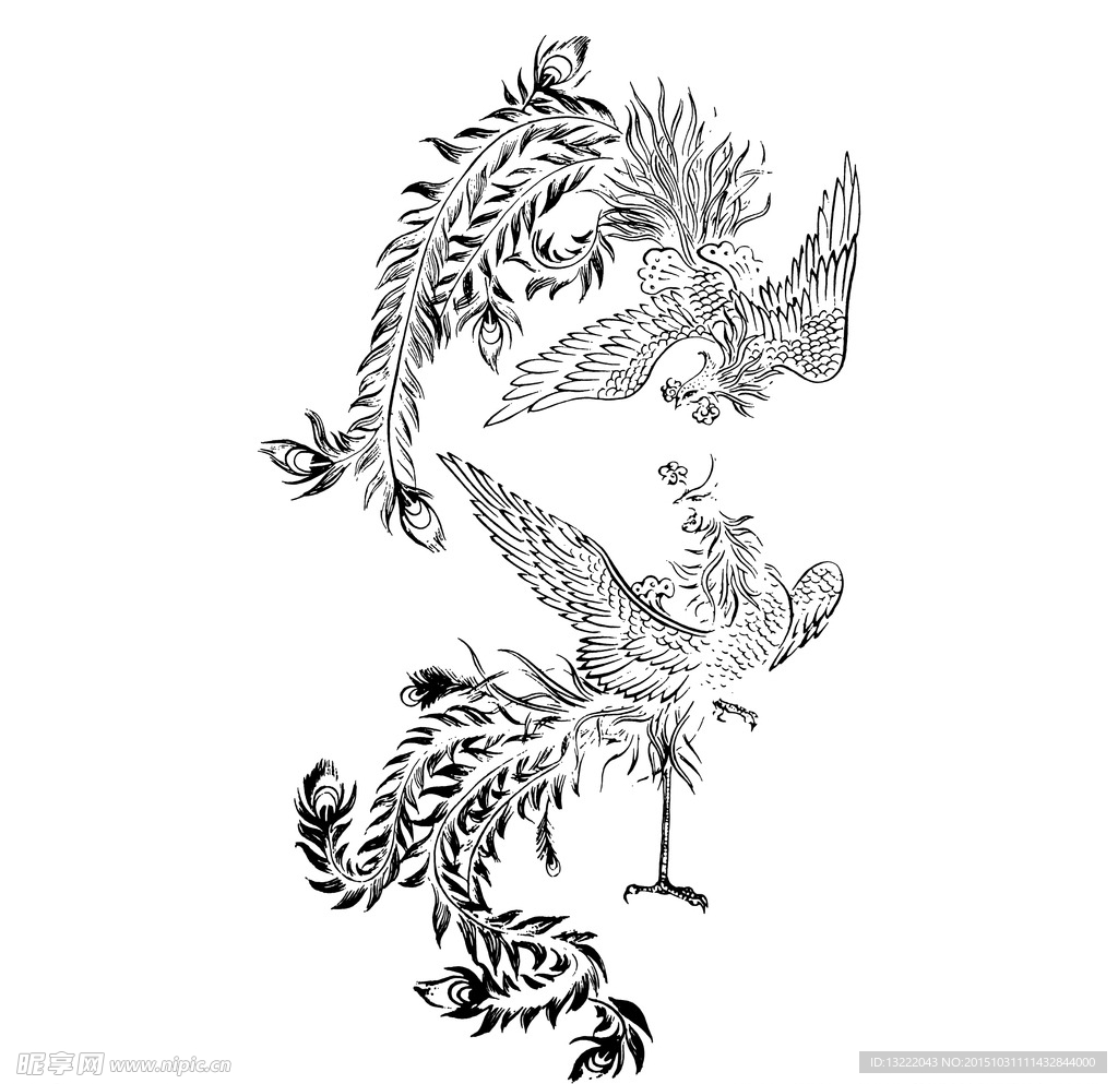 中国龙纹 古典龙纹 凤凰