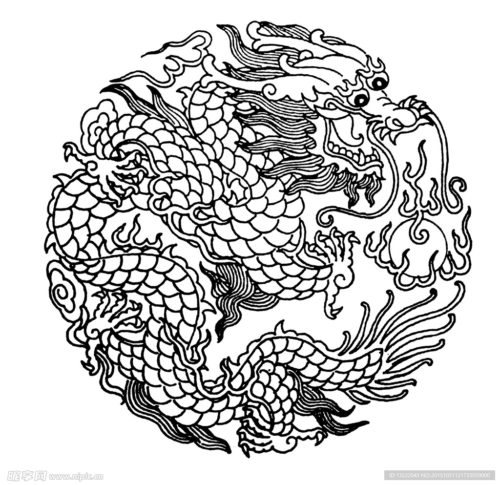 中国龙凤纹 古典龙凤纹 龙纹底