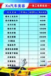 汽车美容施工收费标准