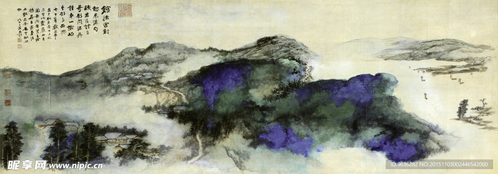 张大千高清泼墨山水国画