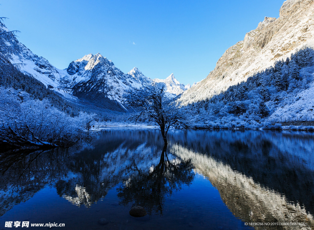 毕棚沟风光 雪山 风景 雪地