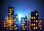 城市午夜背景矢量素材
