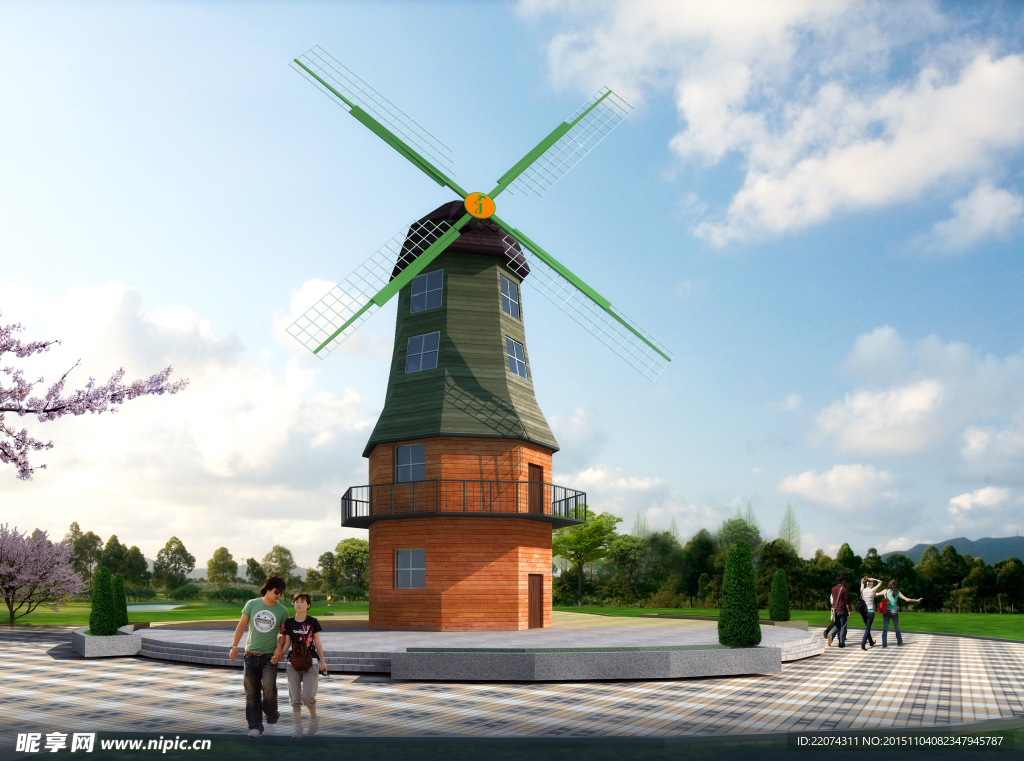 景观 小品 风车3D三维效果图