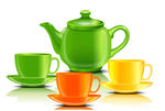 彩色茶具设计矢量素材