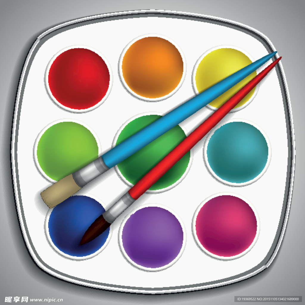 调色板与画笔矢量素材