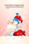 可爱雪人圣诞老人插画矢量素材