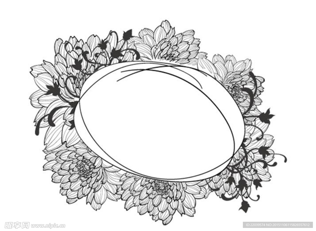 黑白菊花装饰 花纹