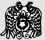 公鸡花朵异形窗花剪纸纹样