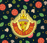 创意披萨标签背景矢量素材