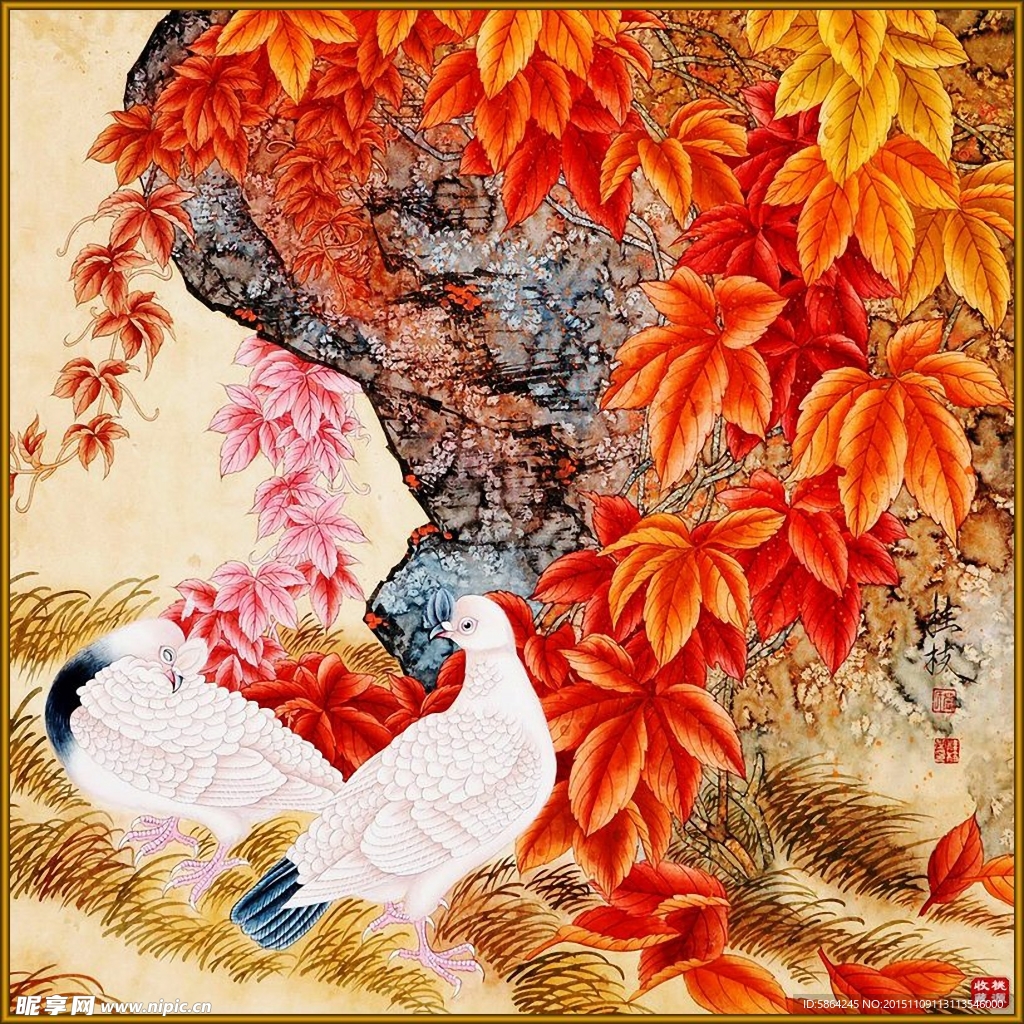 温馨和谐国画