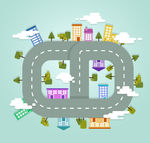 环形公路俯视图矢量素材