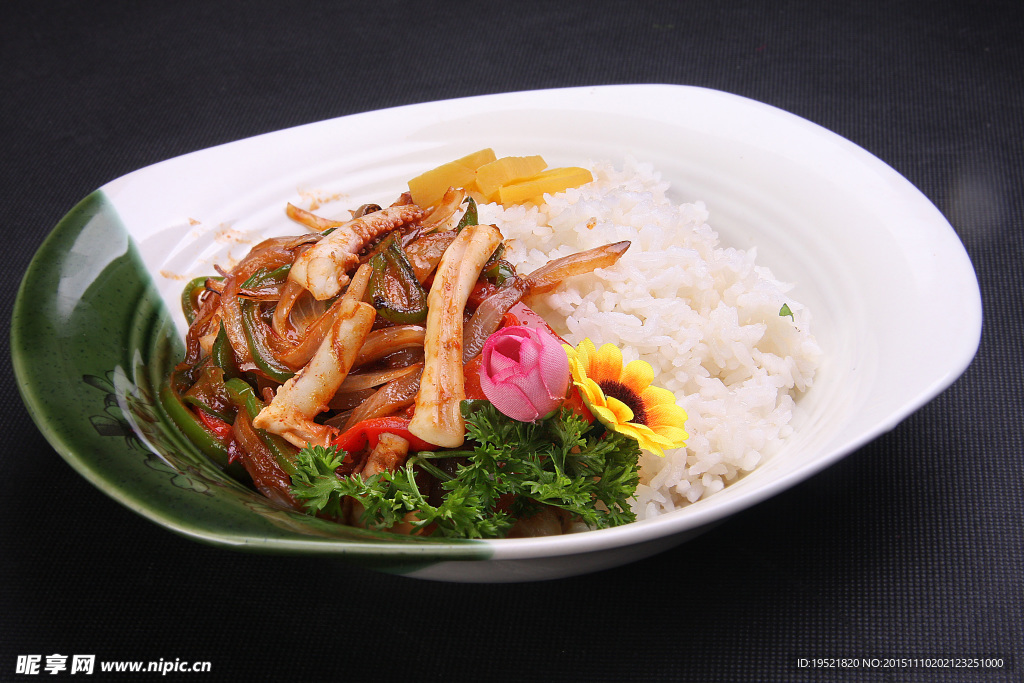 香辣鱿鱼饭