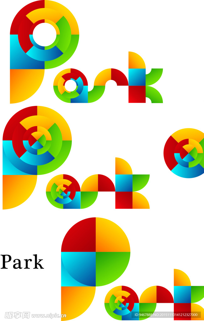 PARK公园字母变形艺术字体