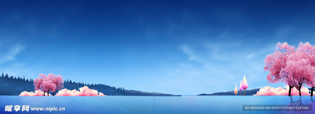蓝色水景