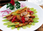 象拔菇芥兰炒炭烧肉