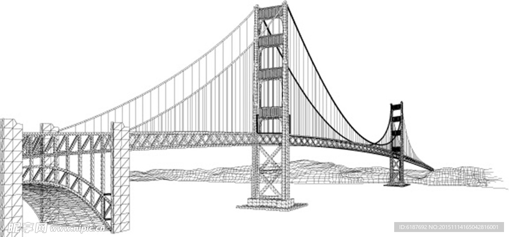 世界著名桥梁金门大桥矢量素材