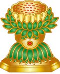 红莲绿叶金色佛教莲花座
