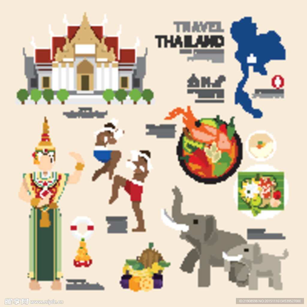 各色各样的国家风景元素-泰国