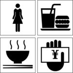 女生标志汉堡汤付款标志