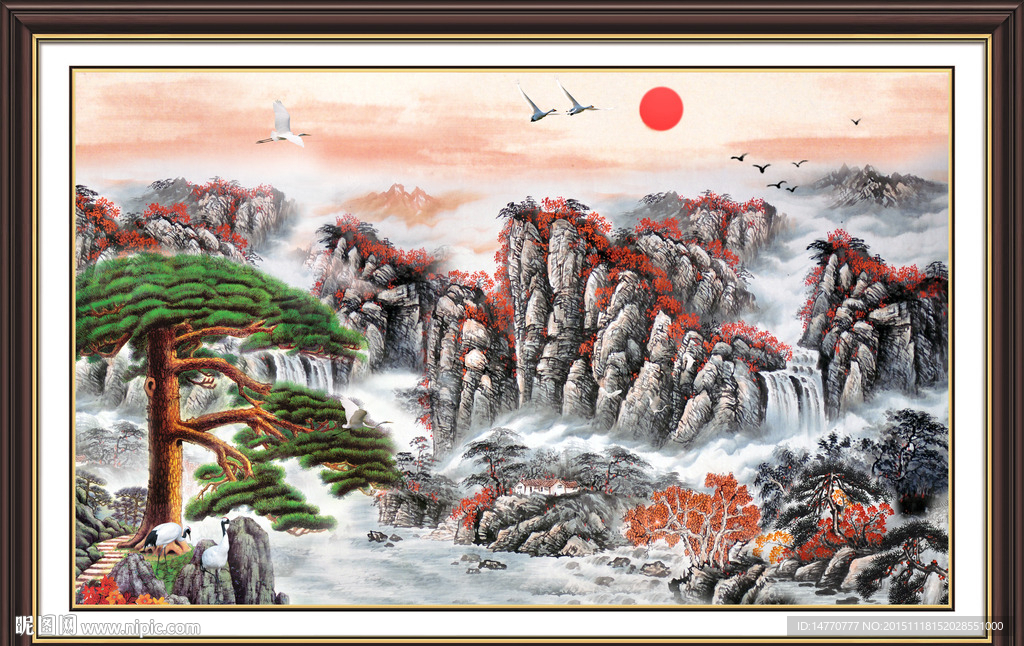 国画迎客松
